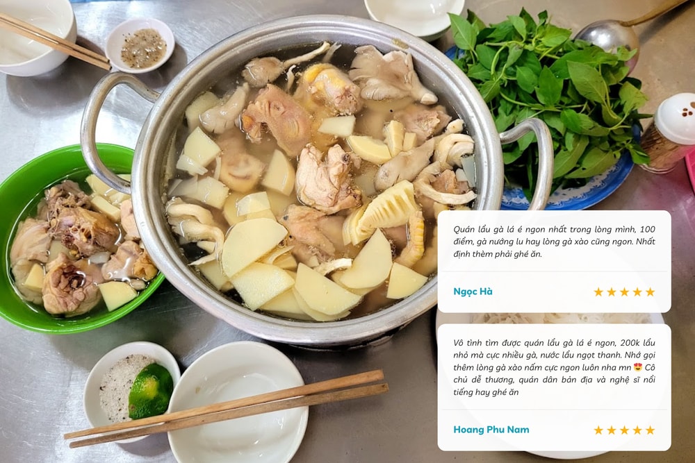Lẩu gà lá é Tao Ngộ có giá thành bình dân nhưng vẫn tươi ngon